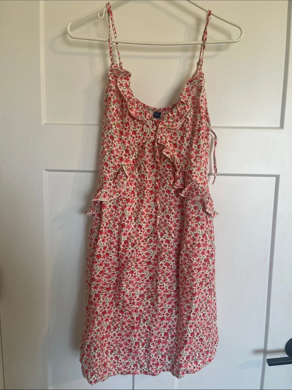 Old Navy Pink Floral Ruffle Sundress with Spaghetti Straps